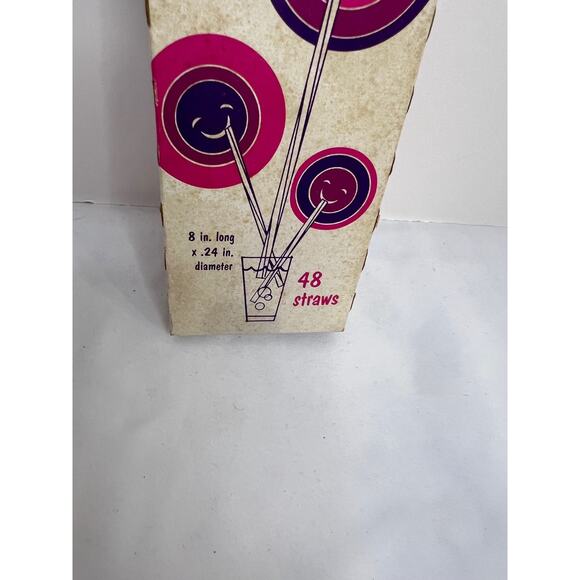 Vintage Marcal 1977 Striped Plastic Straws 48 Count NIP - Picture 4 of 7